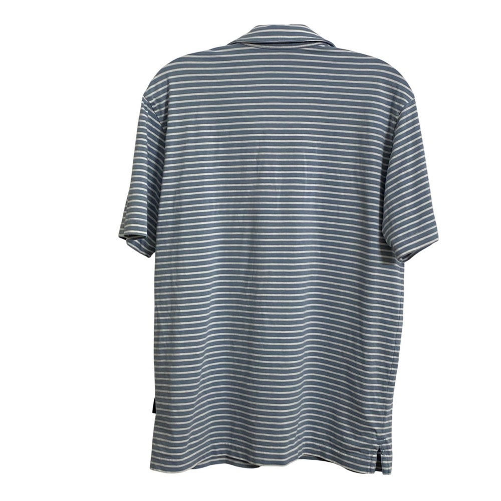 Patagonia Men's Polo Shirt Medium Blue and White Stripes Cotton preppy Casual - Picture 2 of 6